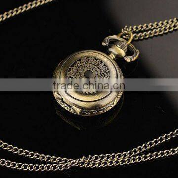 WP037 New Ladies Light Copper Stainless Steel Case White Dial Necklace Pendant Pocket Watch