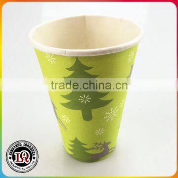 Christmas tree single wall cold drinking paper cup