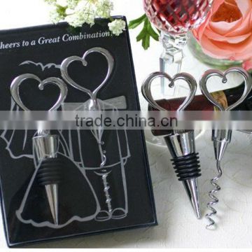 Wedding Favors Gifts Zinc Alloy Couple Wine Bottle Stopper And Opener