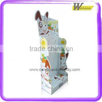 pet shop new design rabbit food cardboard display shelf with plastic hook