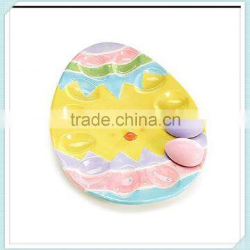 Colorful chick easter egg holder plate platter