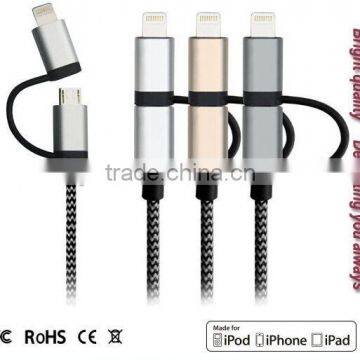 2 in 1 Original 8 Pin Connector to Mirco USB MFi Cable for iPhone 5/6/6 Plus