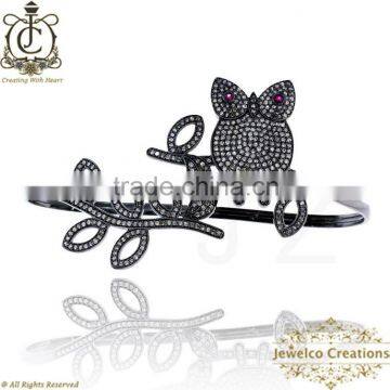 925 Silver Palm Bracelet Jewelry, Diamond Fashion Bracelet, Ruby Gemstone OWL Palm Bracelet, Pave Diamond Jewelry Supplier