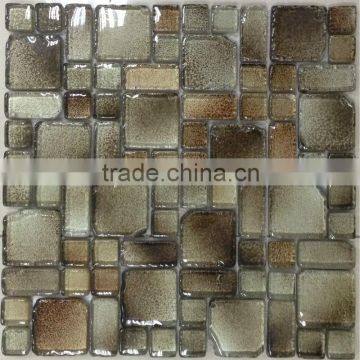 12''X12'' tumbled clear glass mosaic 300X300 mix color gray