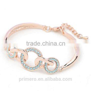 Fashion Jewelry 18K Rose Gold Filled Clear Unique Circle Austrian Crystal Bangle Bracelet photo-5