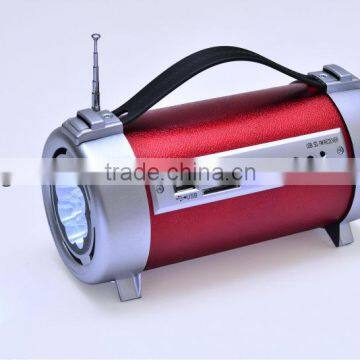 Red Colorful Rechargeable Battery FM Radio Torch Light Speaker Portable