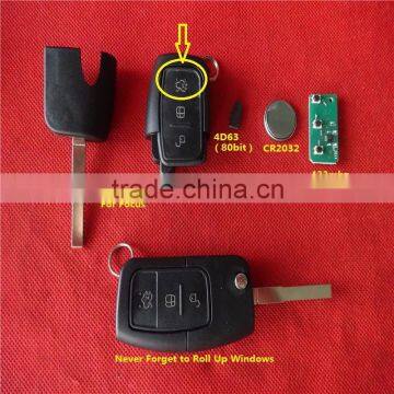 TD remote key 433mhzwith 4D63 80 bit chip with roll up windows with 2X button for F-rd