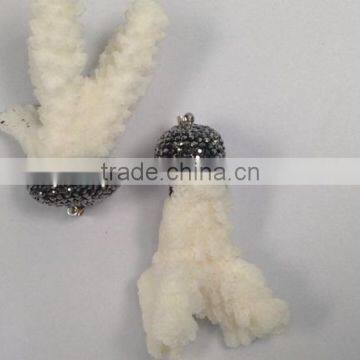 Crystal Pave Red Coral Branch Pendant photo-4