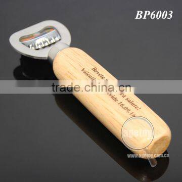 Custom Laser Engraved Names Wedding Souvenir Wooden Handle Stainless Steel Metal Beer Opener Wood photo-6