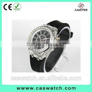 Hot Fashion Crystal Watch Silicone Watches Band Flashing Lights Watch China photo-3