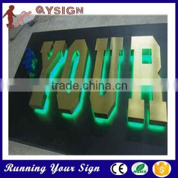 stainless steel golden coating arc-shaped backlit letter