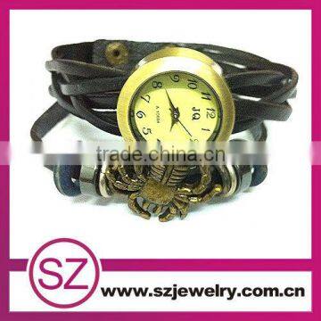 Wholesale black leather watches lady hand watch