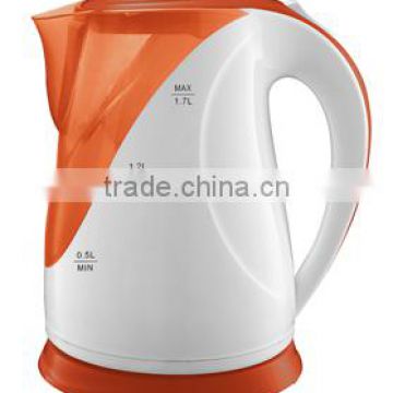 360 Degree Rotation 1.7L cordless electric kettle/1.7L Plastic cordless electric kettle