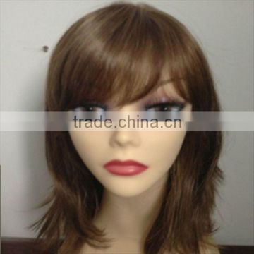 middle long hair wig with side swept bangs