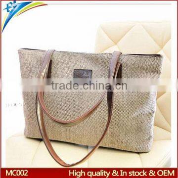 Manufacturer promotion fashion tote canvas shopping grocery bag heavy duty solid versatile handbag for women