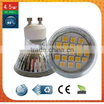 21smd led spotlight gu10 230v ac wam white with protection glass