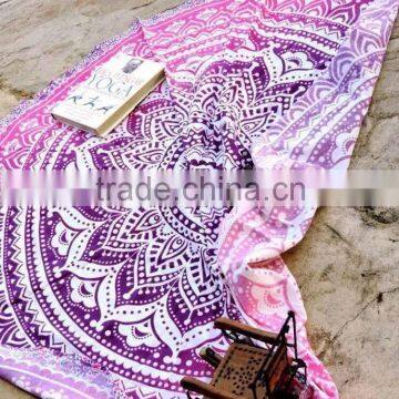 Indian Roundie Ombre Mandala Beach Throw Round Yoga Mat Bohemian Mandala Beach Tapestry