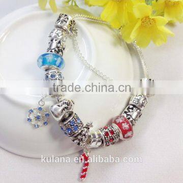 New Stock Fashion Jewelry Alloy Material Glass Beads DIY Charm Christmas Bracelet