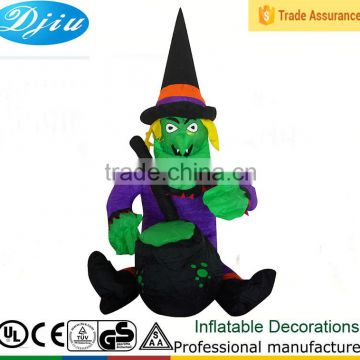 DJ-515 inflatable halloween green witch sitting outdoor terror decor airblown