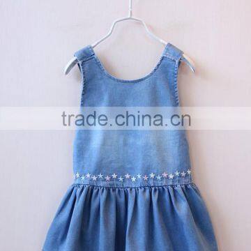 casual girls sleeveless dress kids fancy frill baby girl denim dresses