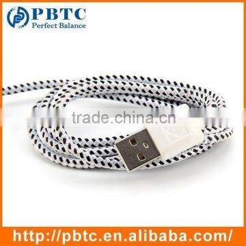 Wholesale 1M White Fabric Braided 30 Pin Charger Cable For Iphone 4