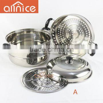Allnice-two Overlapping Stainless Steel Steamer Pot With Glass&steel Lid photo-5