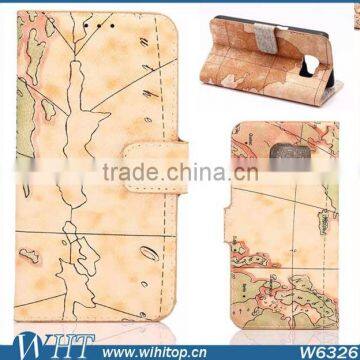 Vintage World Map Wallet Cover for Samsung Galaxy S6 Flip Leather Phone Case