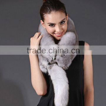 2016 new fashion silver fox fur shawl scarf Fox Fur Scarf Whole Skin Thickening Warm Scarf Ladies Ponchos