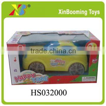 Plastic Toys, B/O Yellow Cartoon Car With Music and Light