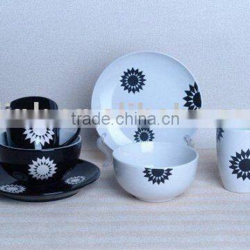 3pcs black and white ceramic breakfast set