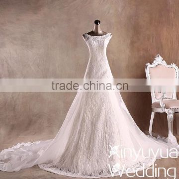 Xinyuyuan Real Sample cathedral royal train bridal love forever wedding dress CYW-010