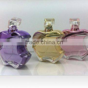 Oem custom size and logo promotion silver cap apple shape perfume bottle