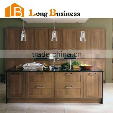 LB-DD1187 Walnut veneer cover poplar solid wood kitchen cabinet