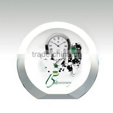 Color Printing Crystal Round Clocks for Home Decor, Logo Customized