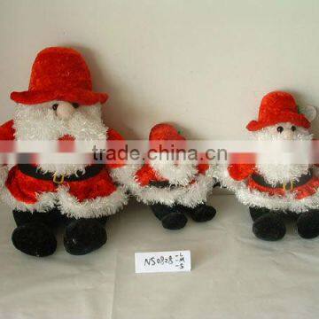 S/M/L promotional customized stuffed plush red santa claus animal toy with christmas hat,coat,waistband,boots