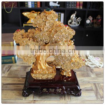 Golden Color Resin Money tree with Chinese Coin