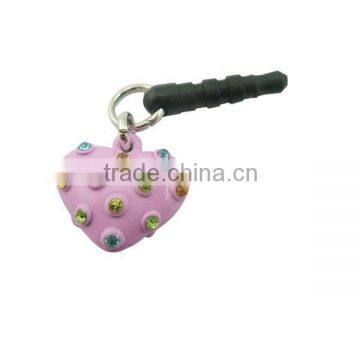 diamond heart shaped cell phone dust plug accessories for phone,various designs,OEM service,pass SGS factory audit