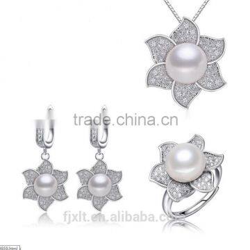 925 sterling silver earring and ring pearl jewerlry set