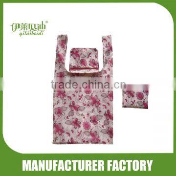 Foldable shopping bag with flower printed