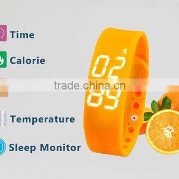 LED pedometer silicone sport smart watch with healthy record