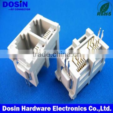 white plastic 2 port RJ45 connector/RJ45 plugs