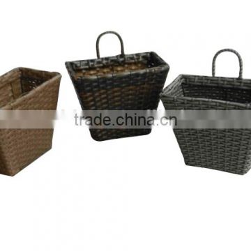 Rectangle PE Plastic Rattan Ribbion door basket gray/brown/black