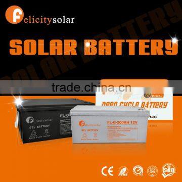 Guangzhou Felicitysolar 200AH 12V solar gel battery for solar system
