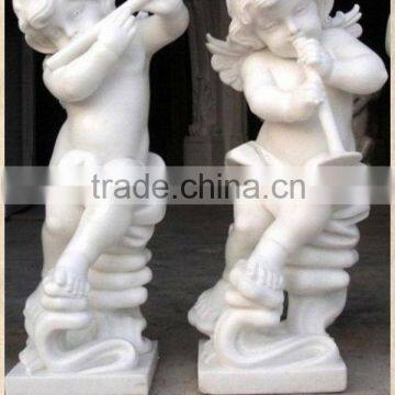 Interior angel statues carved white marble sculptures