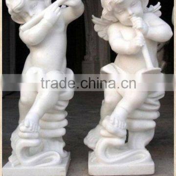 Interior Angel Statues Carved White Marble Sculptures