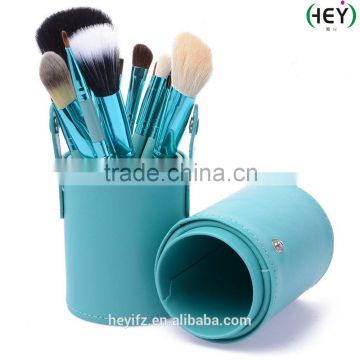 Hot Sell 12PCS Goats Hair Natrual Hair Makeup Brush Set With Cylindrical Holder