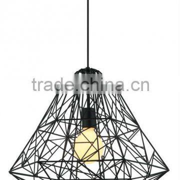 E27 Black Metal Wire Pendant Lighting,Black Metal Diamond Pendant Bird Cage Light