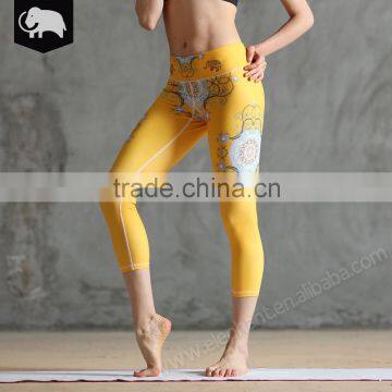 Skin friendly soft Anti-Bacterial breathable color printed yoga capri leggings