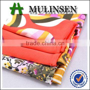 Mulinsen Textile Colorful Woven Polyester Printed Floral Design Satin Fabrics