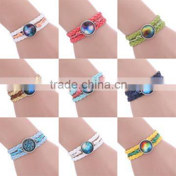 2016 Marilyn Monroe picture charm bronze color infinity cute charm leather glass cabochon bracelet